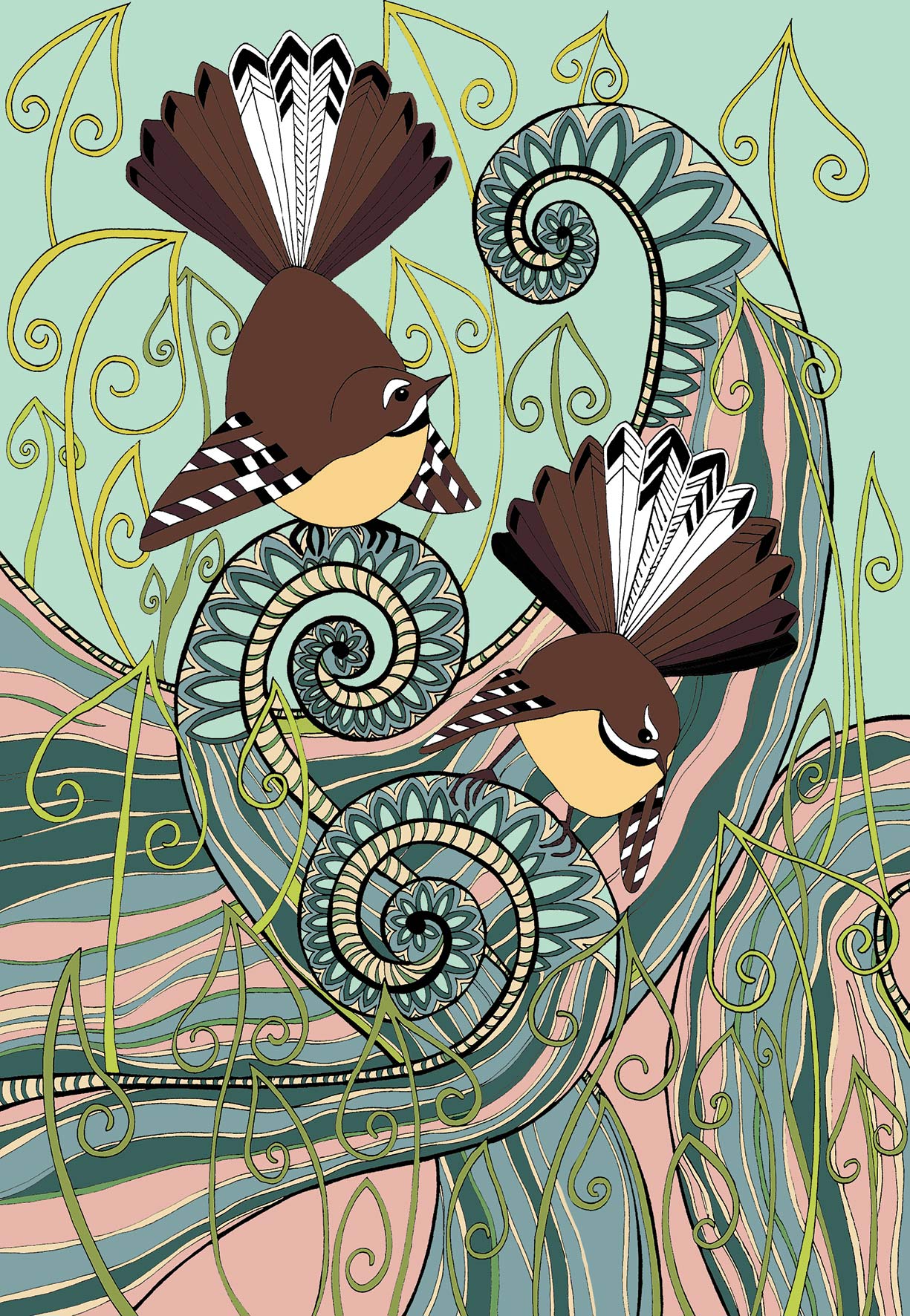Fantails in Ferns