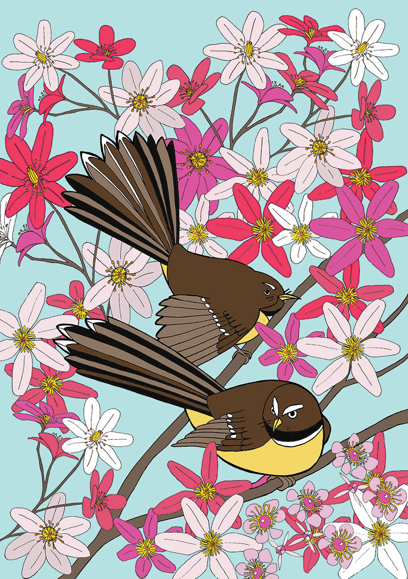 Fantails in Clematis