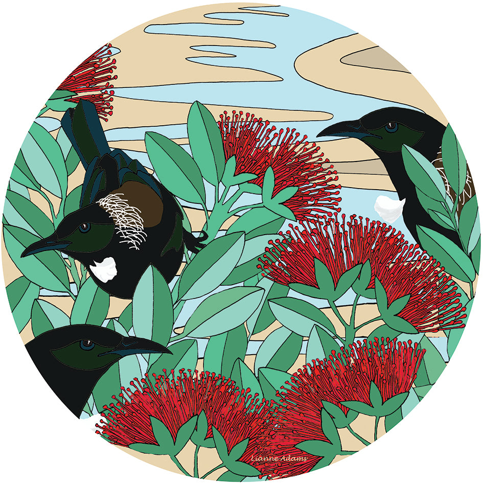 Outdoor Art - Tui in Pohutakawa